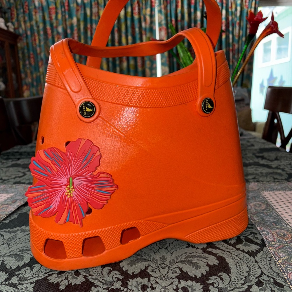 LUBBER - Orange Floral Tote Bag
